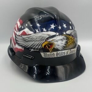 Patriotic MSA V-Gard Hard Hat USA Type 1 Medium Eagle Flag United States Helmet